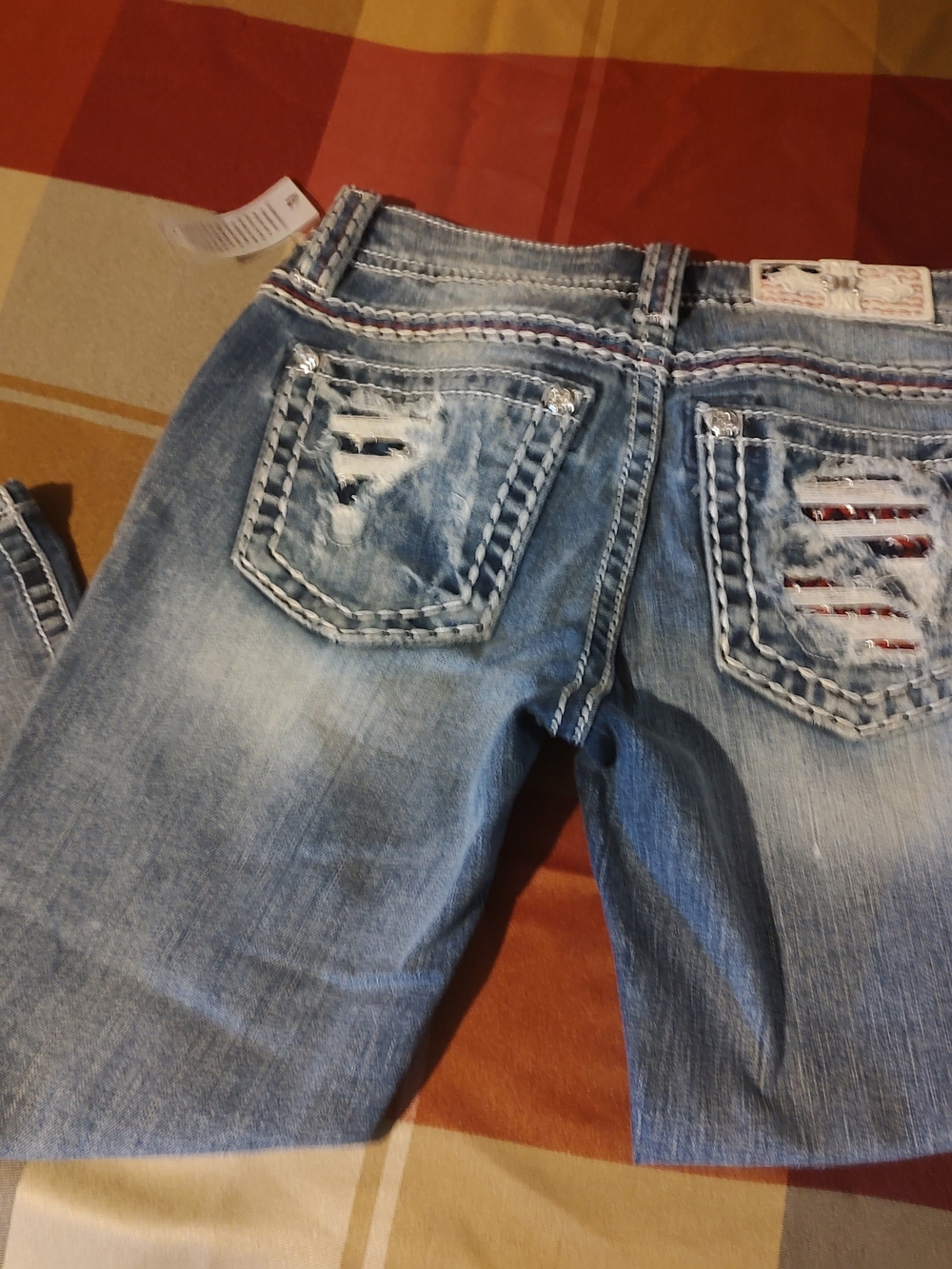 Miss Me Light Blue Distressed Capri's with Embellished Pockets